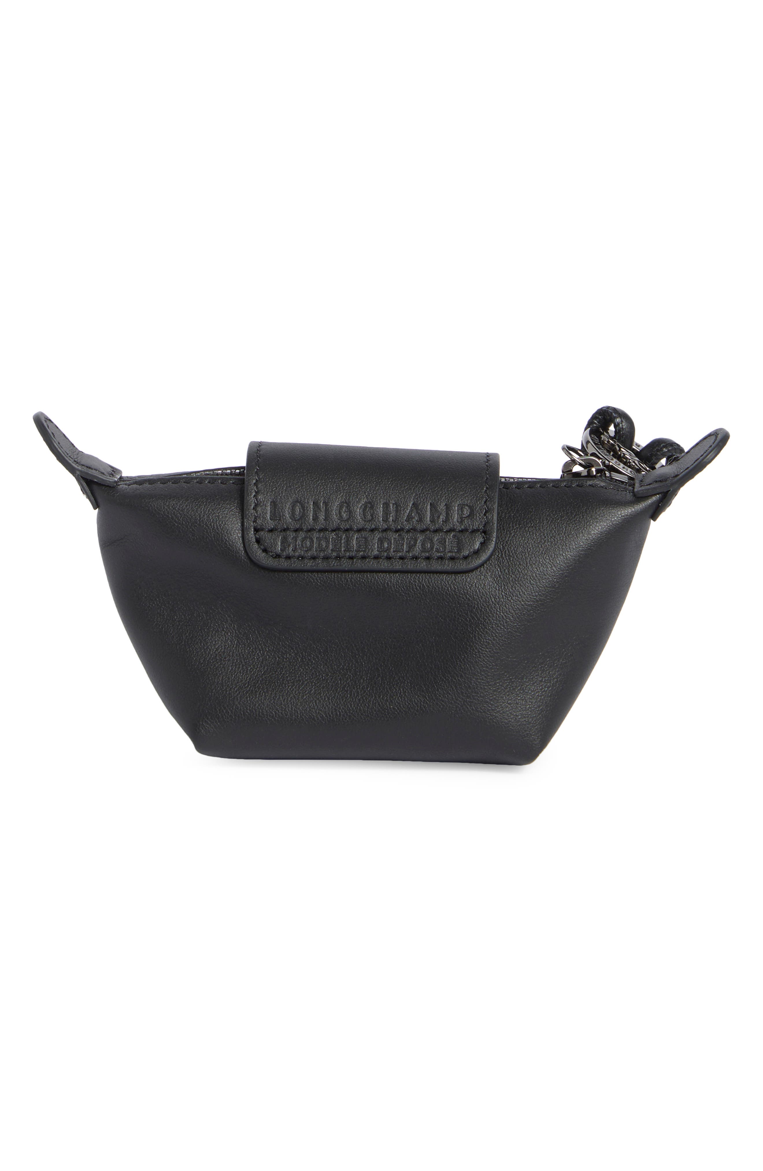 Longchamp Le Pliage Xtra Leather Coin Purse, Alternate, color, Black