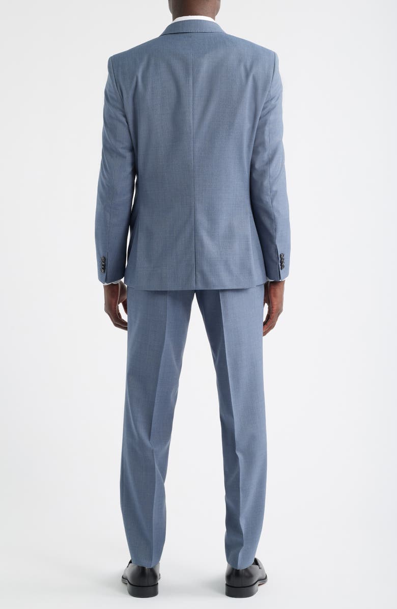 BOSS Huge Slim Fit Blue Microcheck Wool Suit, Alternate, color, Open Blue