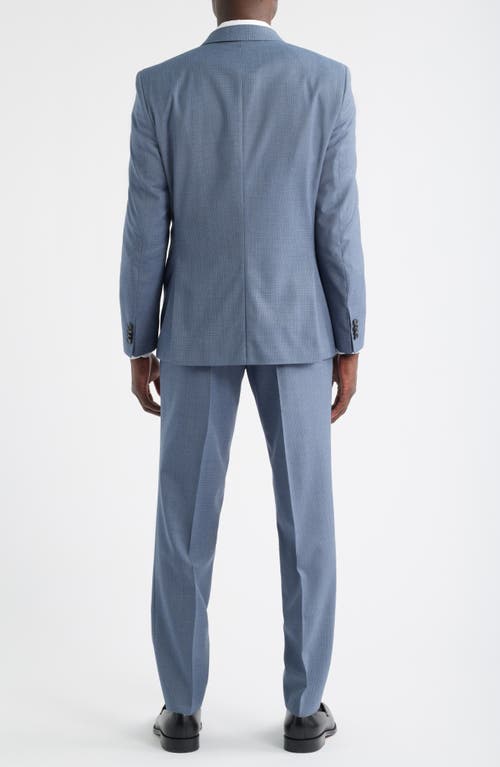 Hugo Boss Boss Huge Slim Fit Blue Microcheck Wool Suit