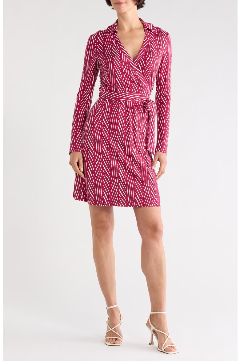 Jeanne Long Sleeve Wrap Dress, Main, color, PIAZZA TIGER MINI BEET PINK
