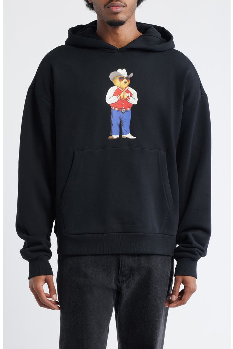 Hee Haw Bear Cotton Graphic Hoodie, Main, color, JET-BLACK
