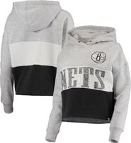 '47 Women's '47 Heathered Gray/Heathered Black Brooklyn Nets Lizzy Cutoff Pullover Hoodie