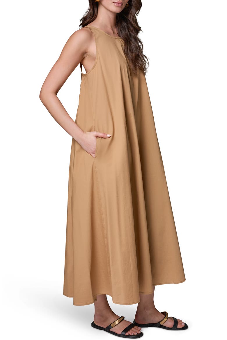 Tie Back Stretch Cotton Maxi Dress, Alternate, color, FAWN