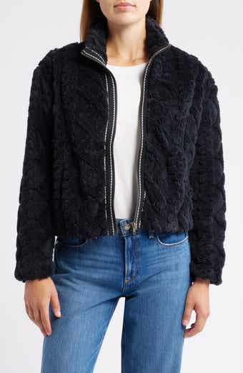 CITY BLUES Textured Faux Fur Jacket