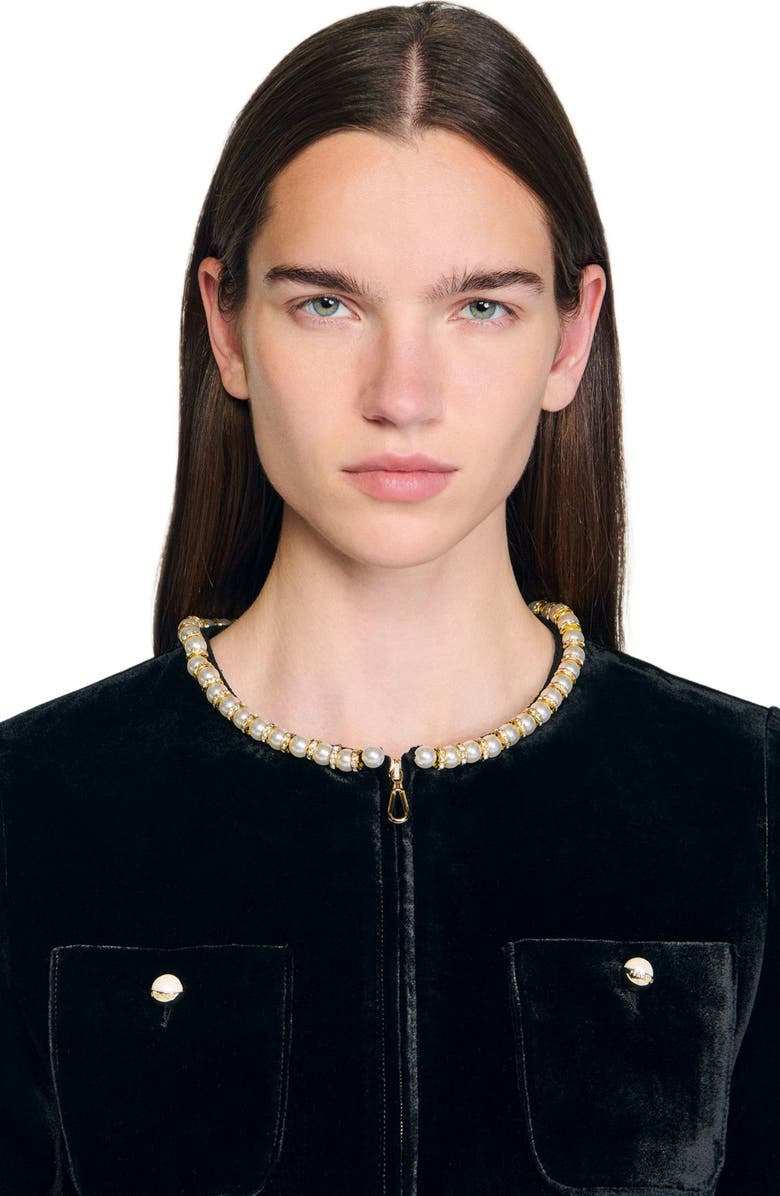 SANDRO Short velvet dress, Alternate, color, Black