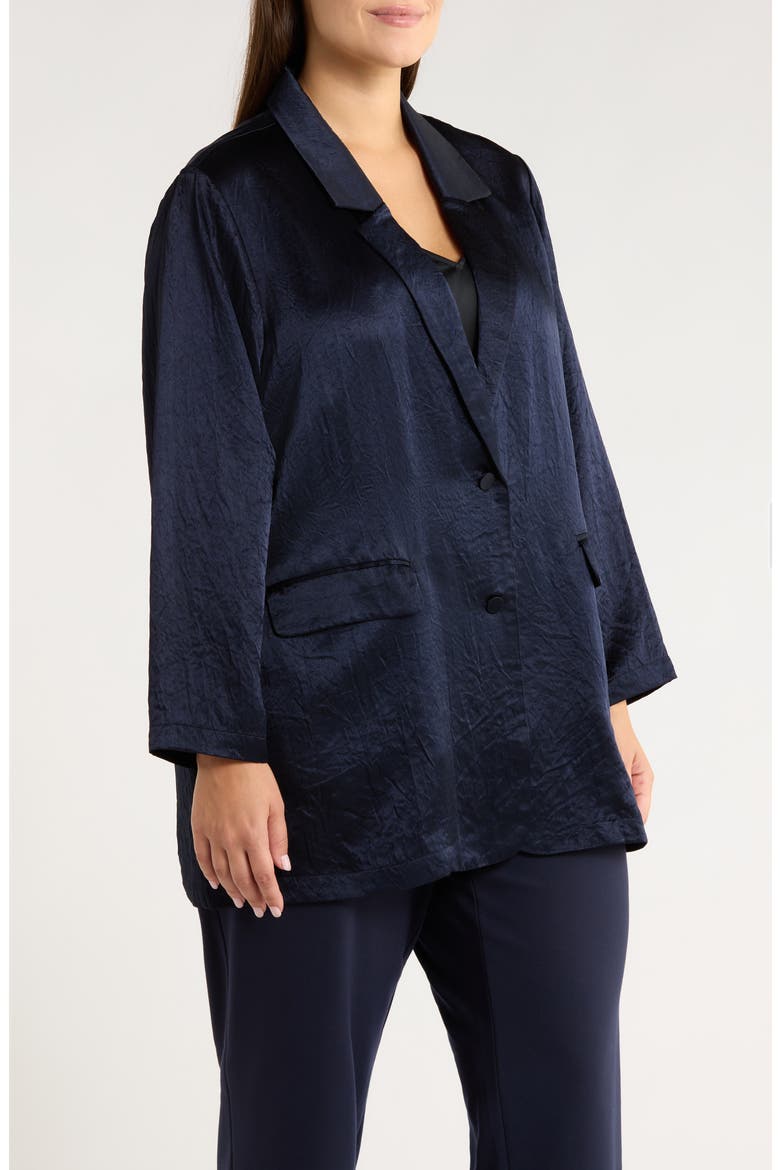 Crinkled Satin Blazer, Alternate, color, INK