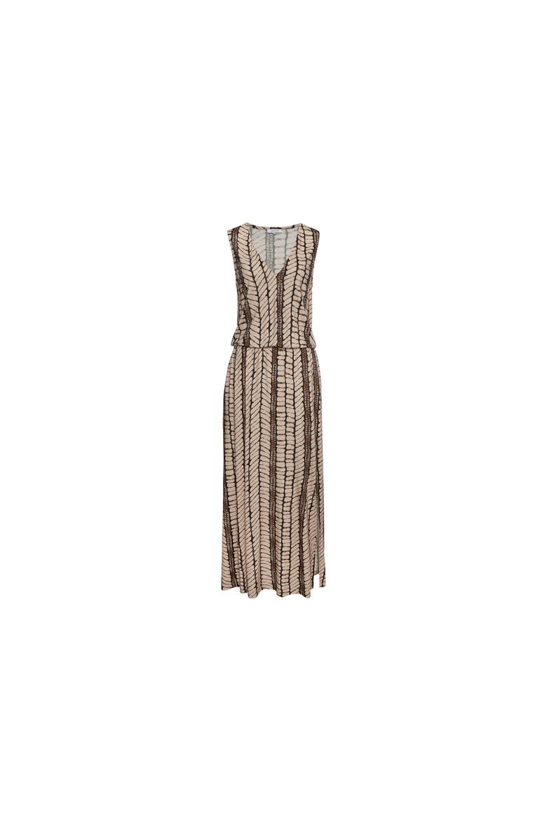 Sleeveless V-Neck Maxi Dress, Alternate, color, Beige & Brown