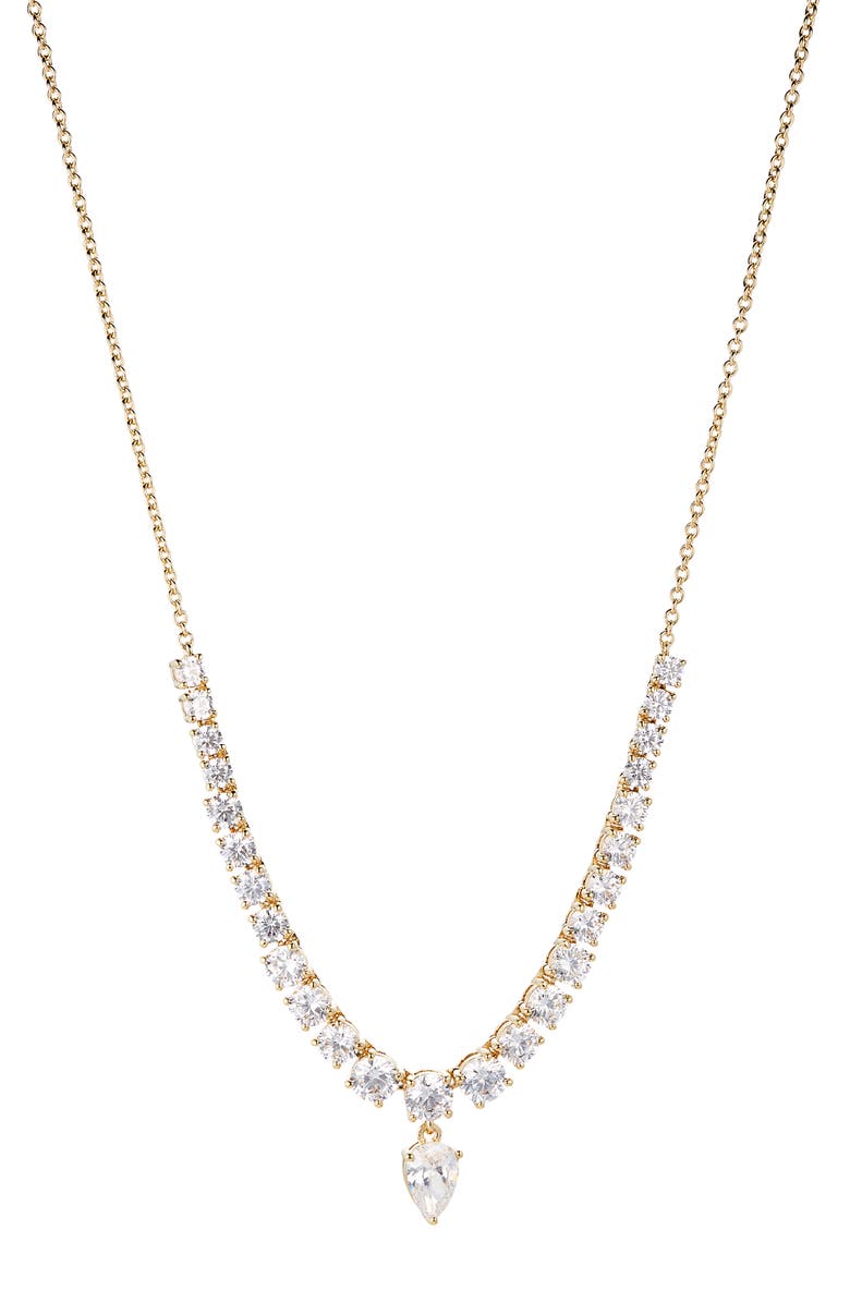 Nadri RSVP Cubic Zirconia Tennis Necklace, Main, color, Gold