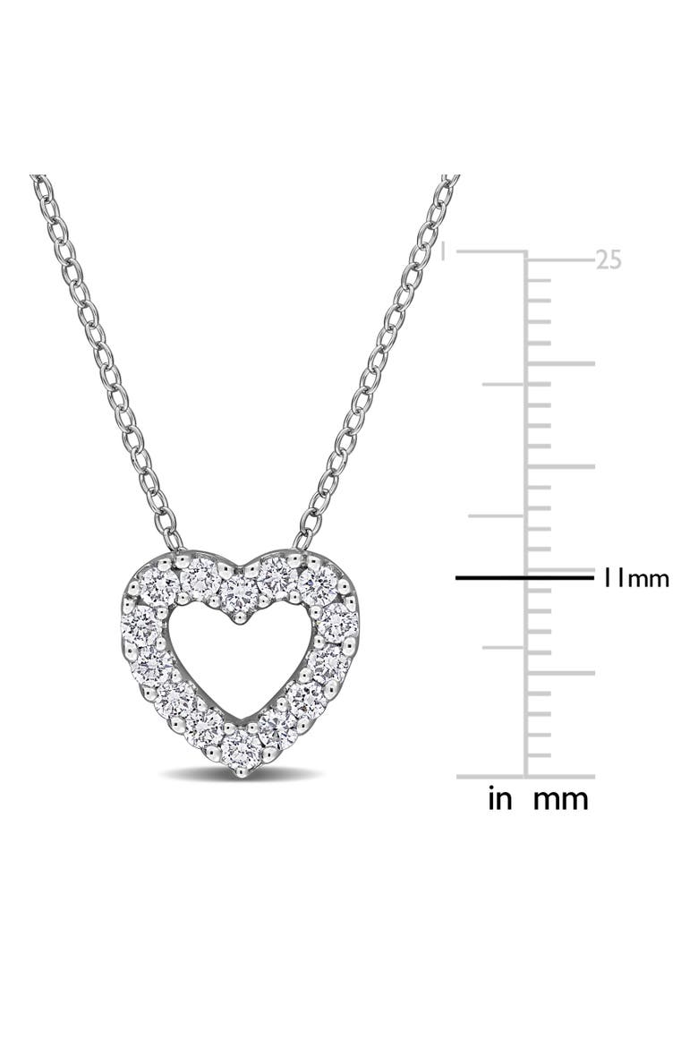 Lab-Grown Diamond Heart Pendant Necklace, Alternate, color, Sterling silver
