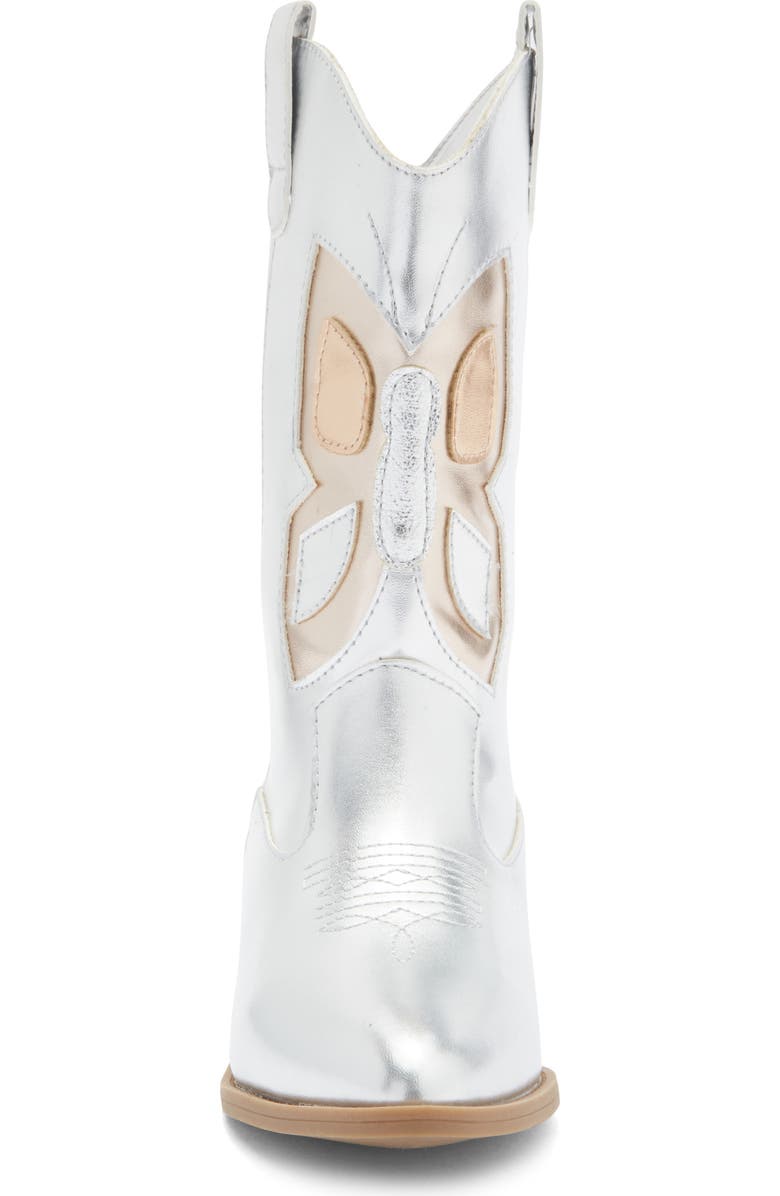 Tucker + Tate Kids' Cadence Butterfly Western Boot, Alternate, color, Silver Metallic