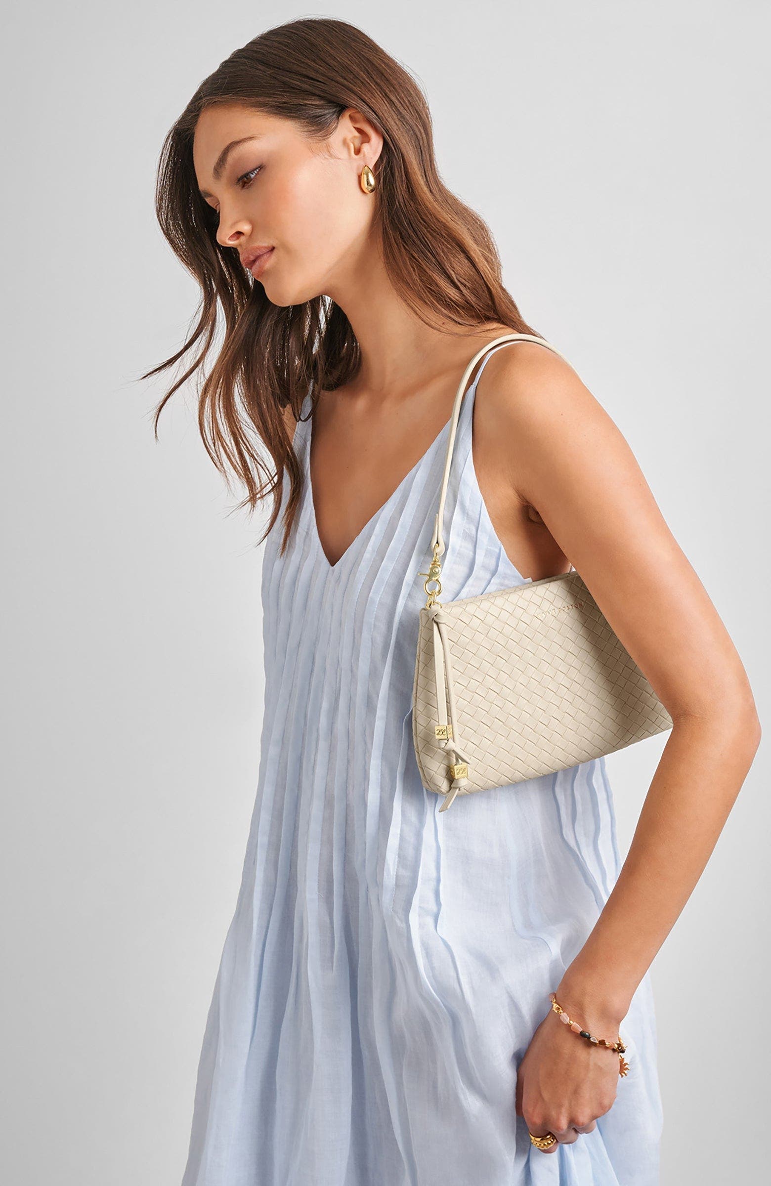 Katie Loxton Nova Small Shoulder Bag, Alternate, color, Oyster Woven