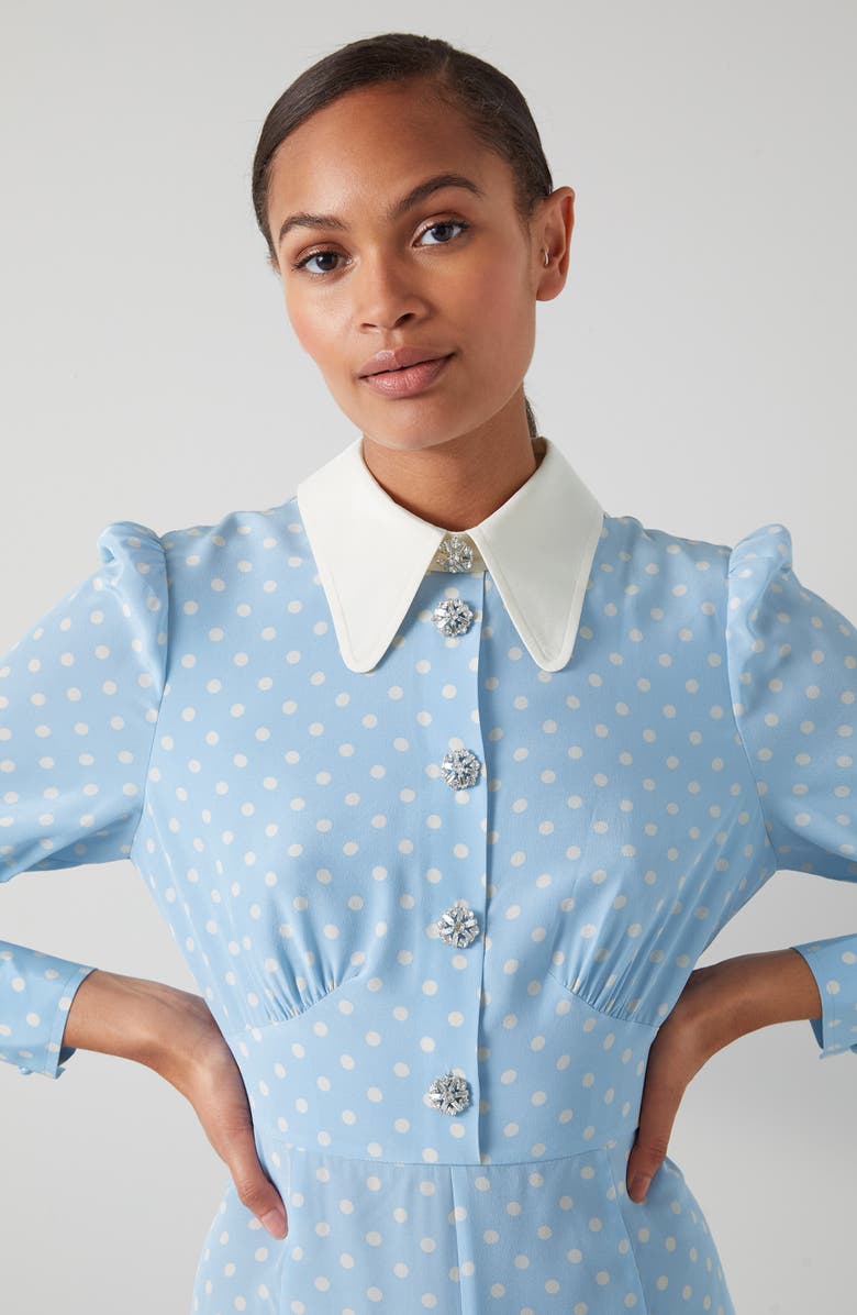 LK Bennett Mathilde Long Sleeve Silk Shirtdress, Alternate, color, 