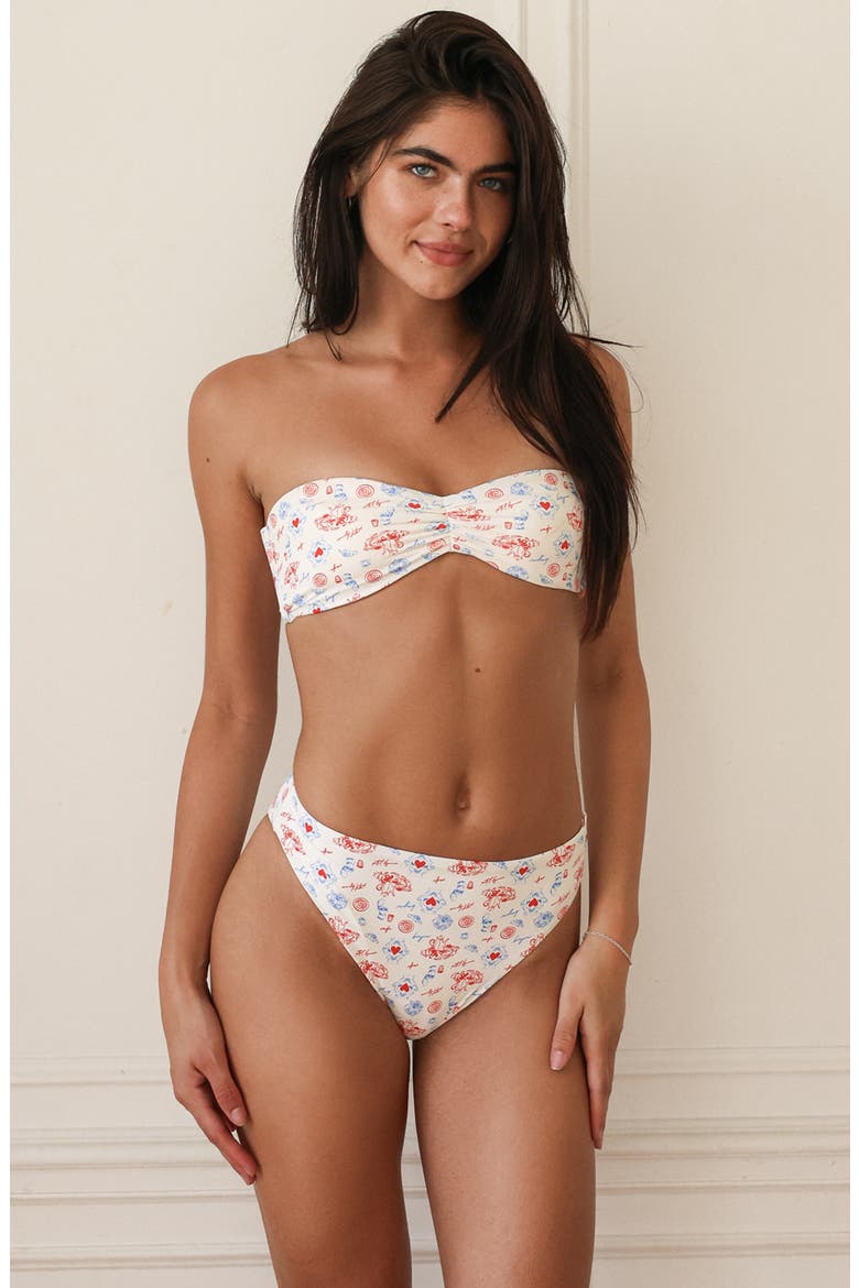Seashore High Waist Cheeky Bikini Bottom, Alternate, color, Bonjour