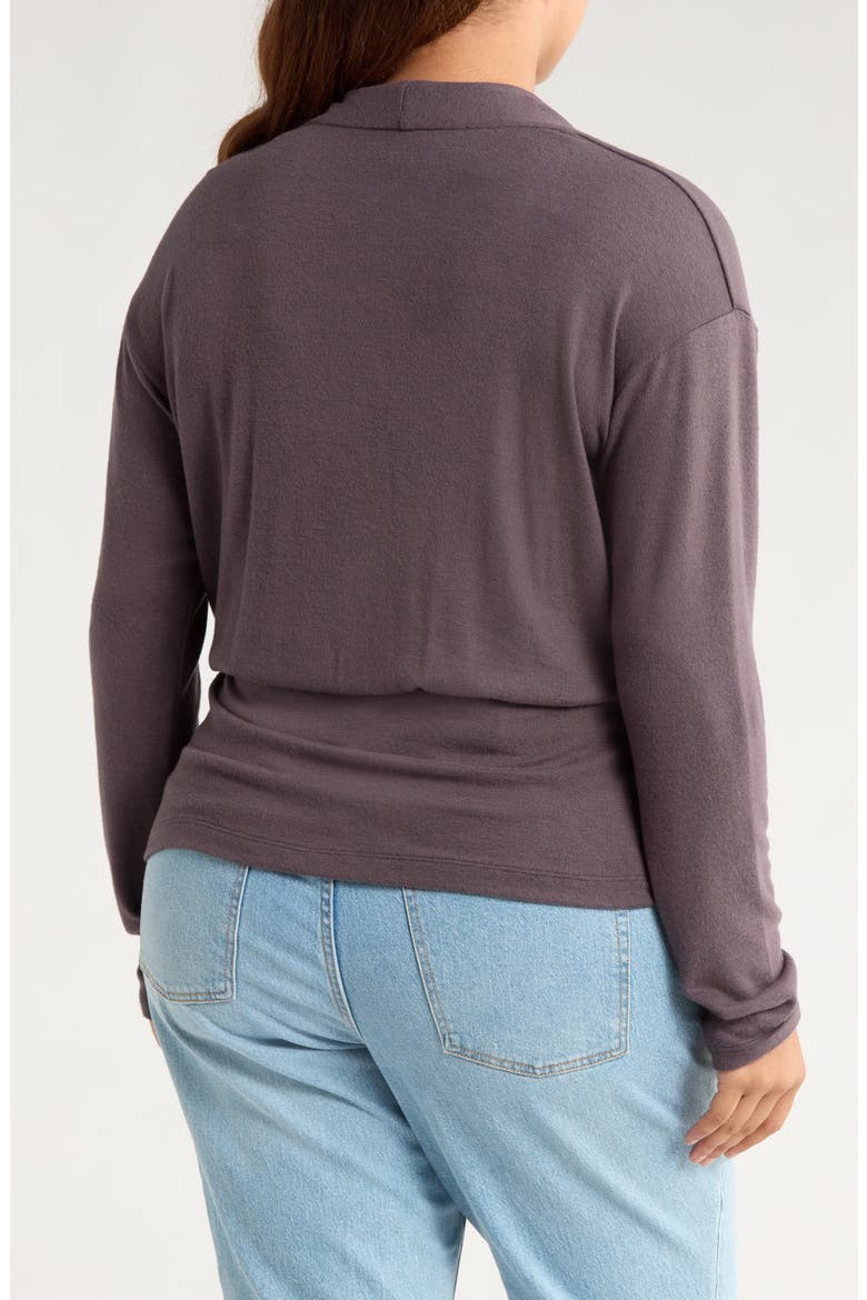 Surplice V-Neck Long Sleeve Top, Alternate, color, DARK CEMENT