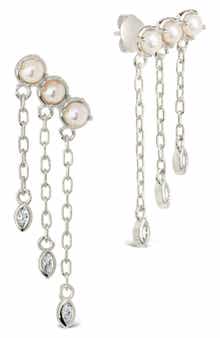 Sterling Forever Rhiannon Cultured Pearl & Cubic Zirconia Drop Earrings