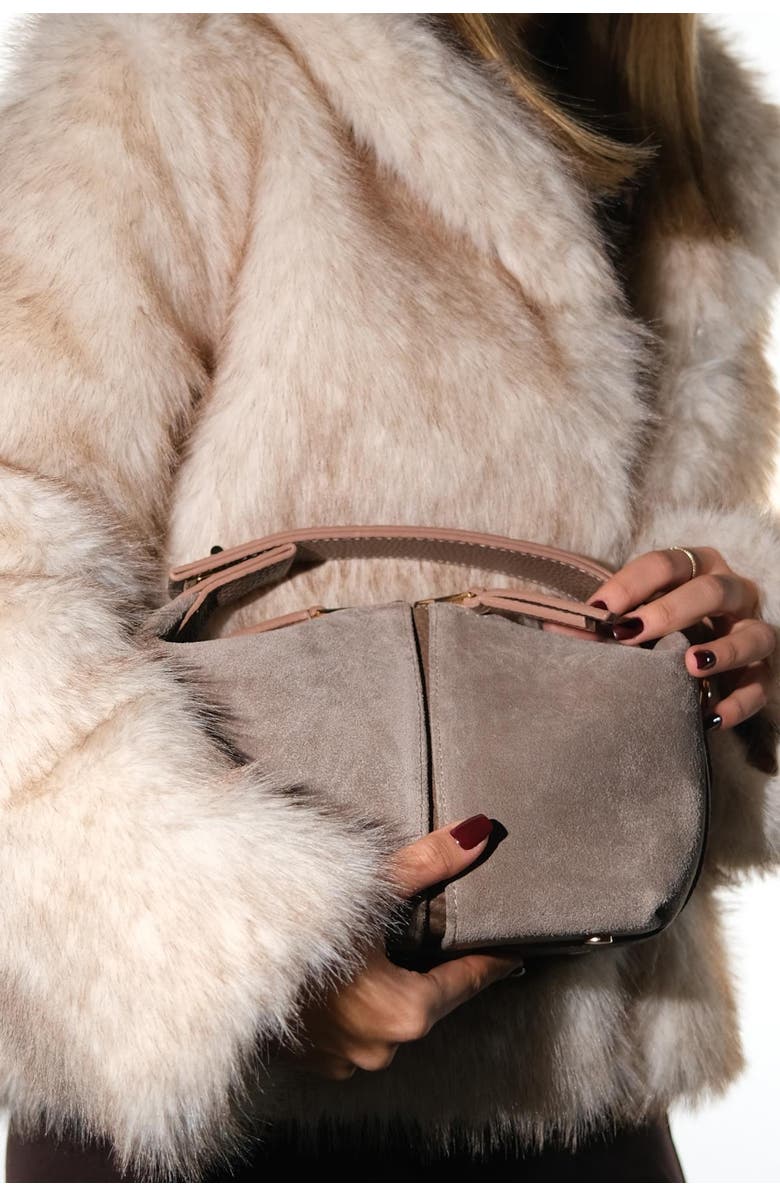 Forever & Always Shoes ISLAND Leather Shoulder Bag, Alternate, color, Beige Suede