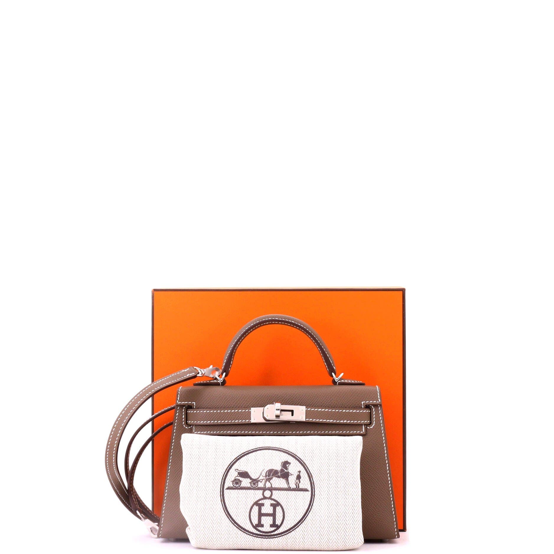 Pre-Owned Hermes Kelly Mini II Bag Grey Epsom with Palladium Hardware 20, Alternate, color, Etoupe