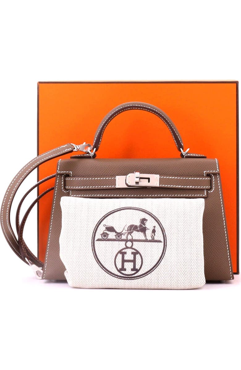Pre-Owned Hermes Kelly Mini II Bag Grey Epsom with Palladium Hardware 20, Alternate, color, Etoupe