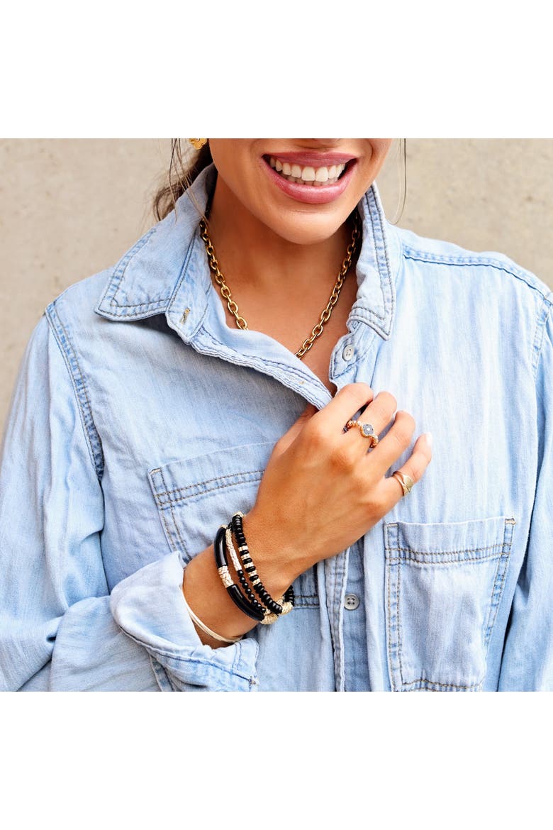 Midnight Beach Bracelet Stack, Alternate, color, Black