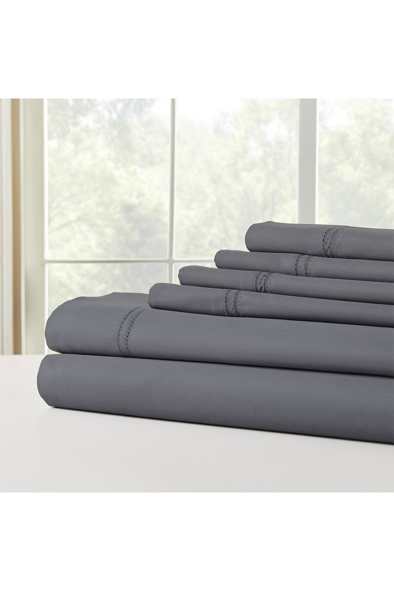 1000 Thread Count Tri-Blend 6-Piece Sheet Set With Double Hole Hem - White - Full, Main, color, PLATINUM