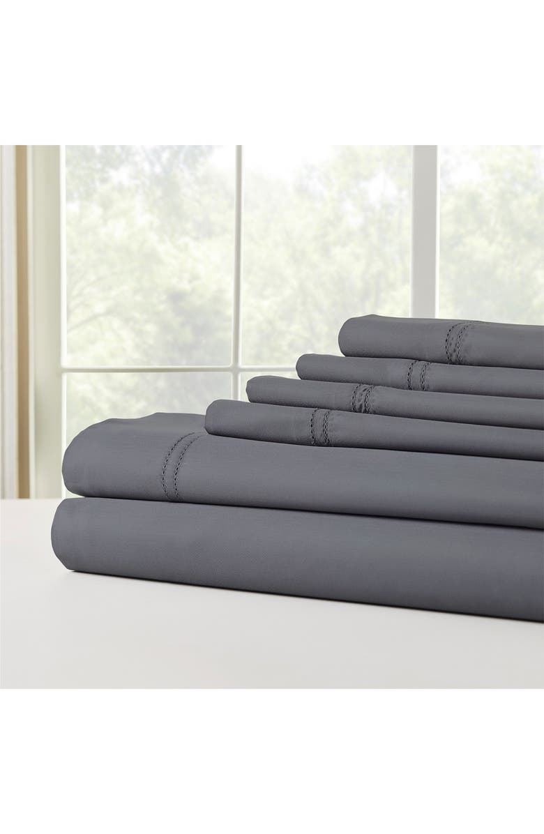 Modern Threads 1000 Thread Count Tri-Blend 6-Piece Sheet Set With Double Hole Hem - White - Full, Main, color, 
