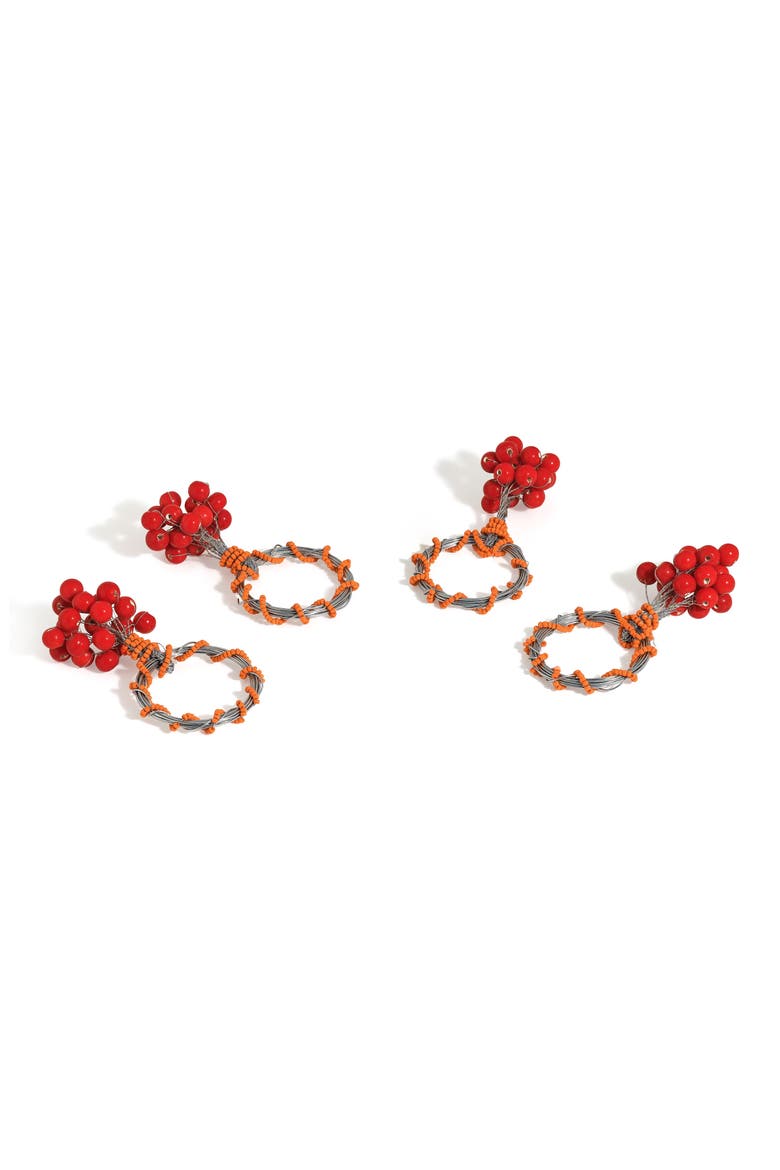 Autumn Ember 4-Pack Napkin Rings, Main, color, RED