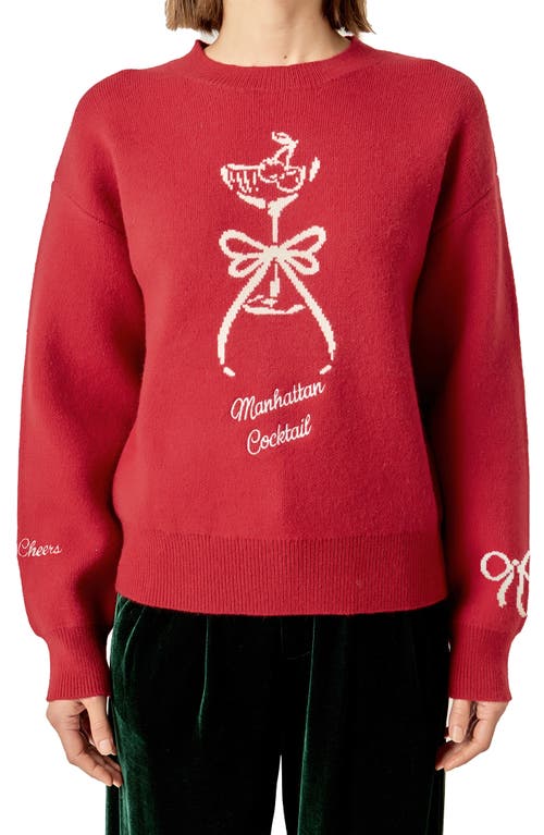 English Factory Manhattan Cocktail Sweater In Red