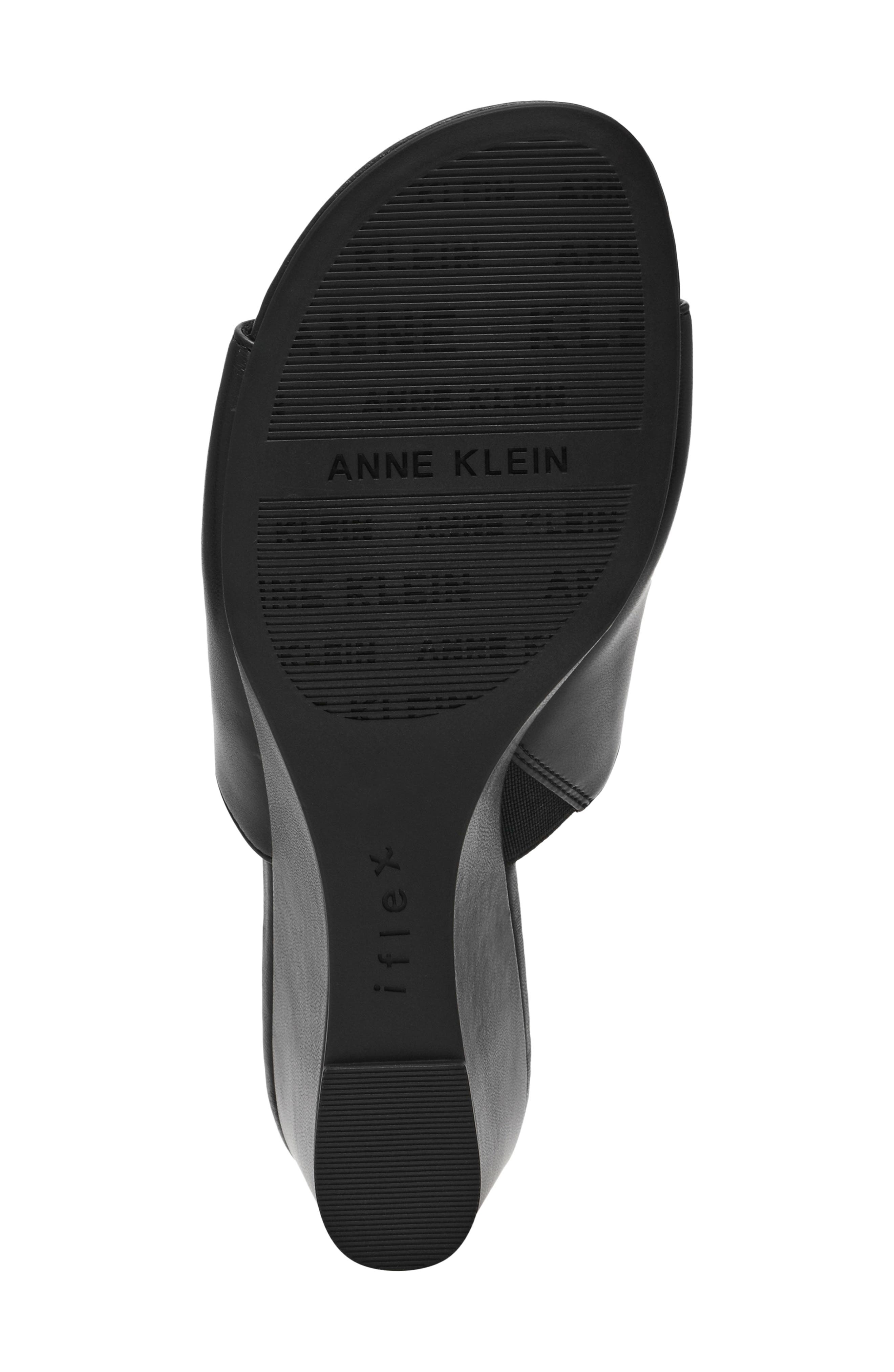 Anne Klein Charisma Wedge Slide Sandal, Alternate, color, Black Smooth