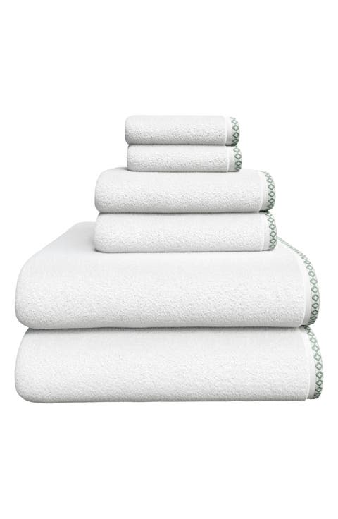 Border Stitch 6-Piece Cotton Towel Set