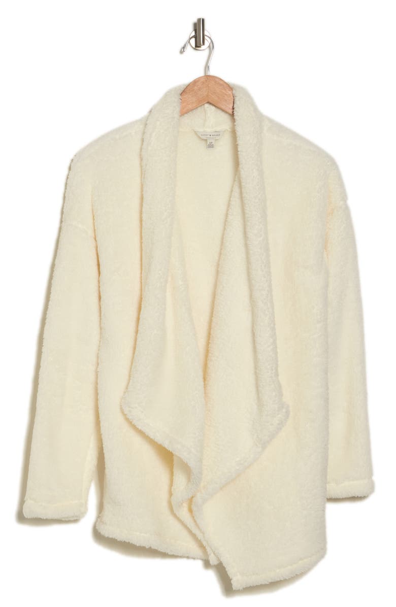 Lucky Brand Faux Shearling Cardigan, Alternate, color, Marshmallow