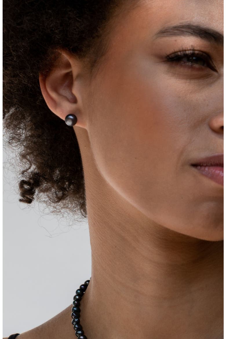 Peacock Timeless Freshwater Pearl Studs, Alternate, color, Sterling Silver