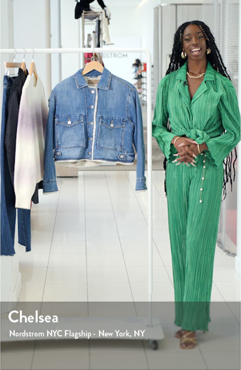 High Pile Fleece Lined Crop Denim Jacket, sales video thumbnail