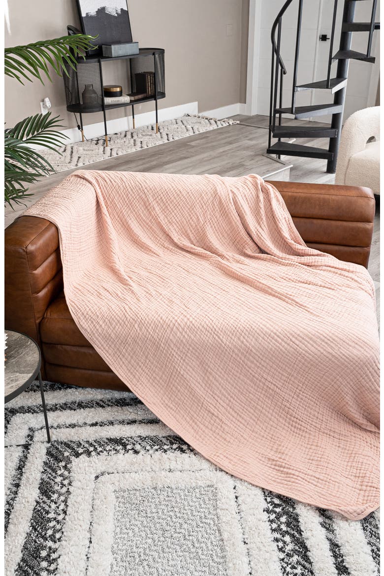 Adult Muslin Blanket, Alternate, color, Blush