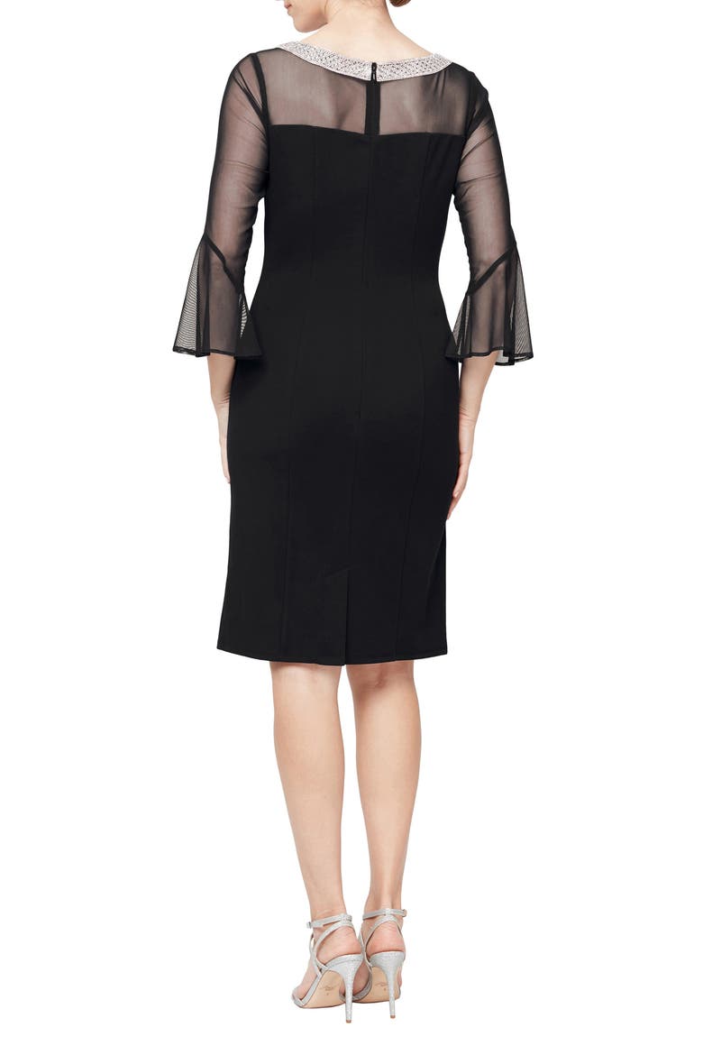 Embellished Shift Cocktail Dress, Alternate, color, BLACK