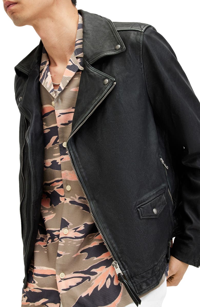 AllSaints Rosser Leather Biker Jacket, Alternate, color, 