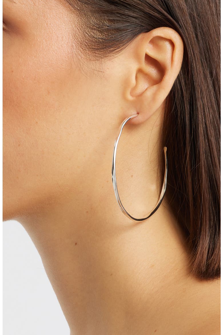 Large Loom Hoop Earrings, Alternate, color, STERLING SILVER
