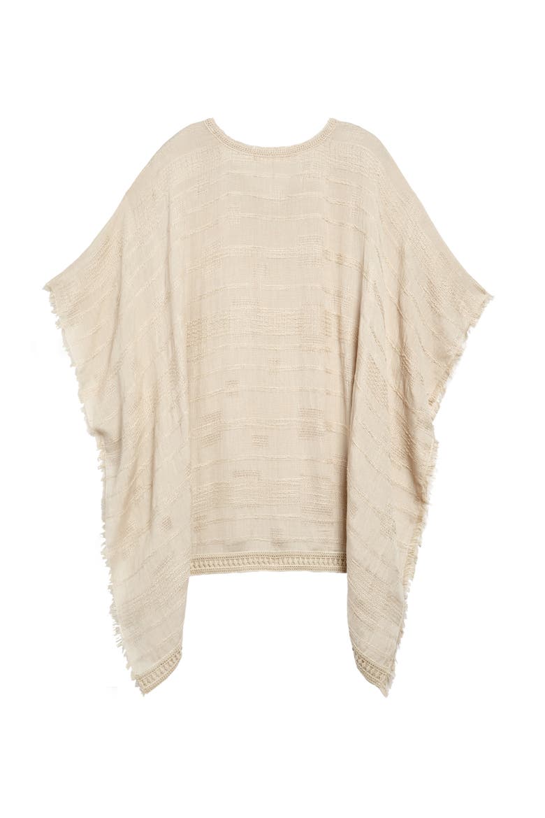 Tassel Trim Poncho, Alternate, color, BEIGE BIRCH