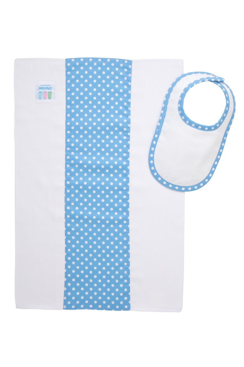 Dot Drooler Bib & Burp Set, Alternate, color, Blue Alligator Dot
