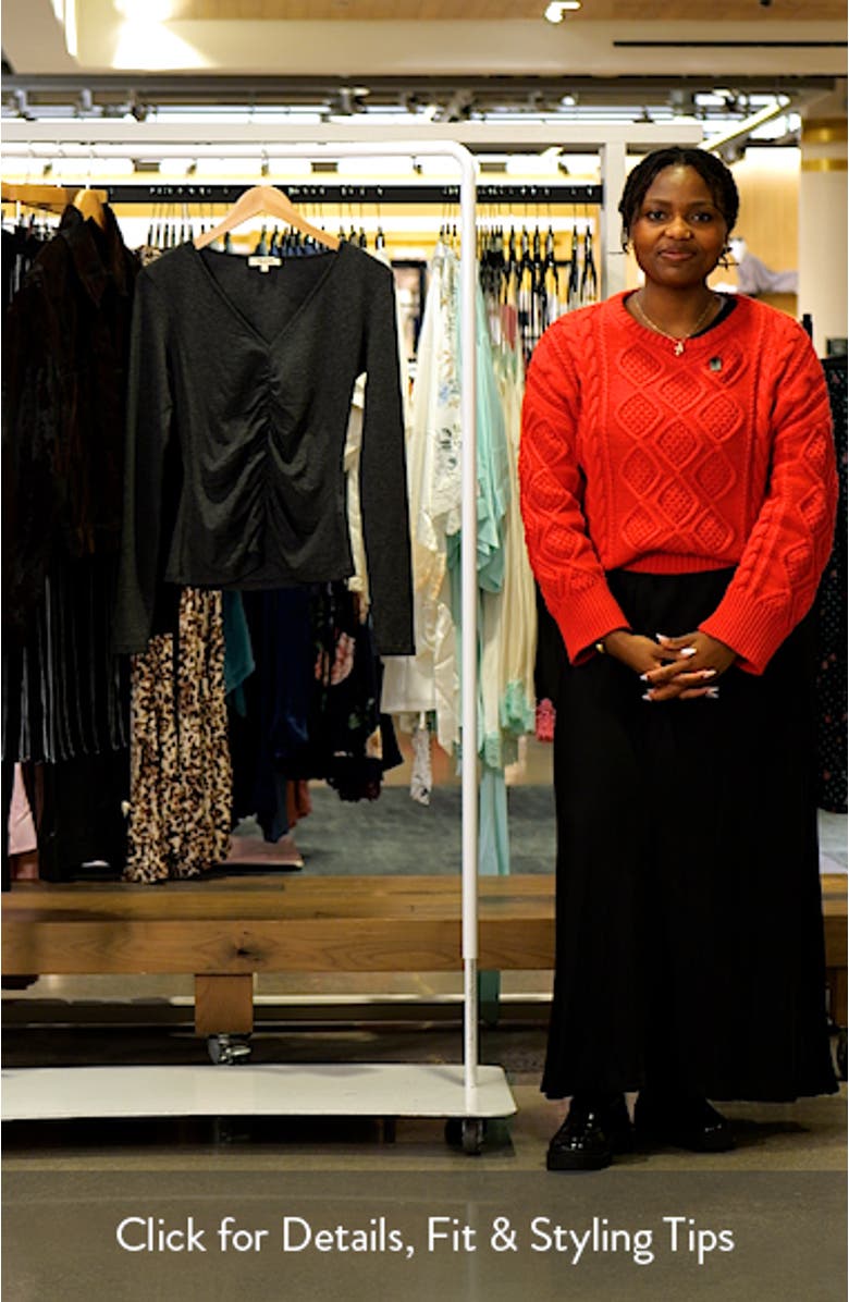 Shirred V-Neck Long Sleeve Top, sales video thumbnail