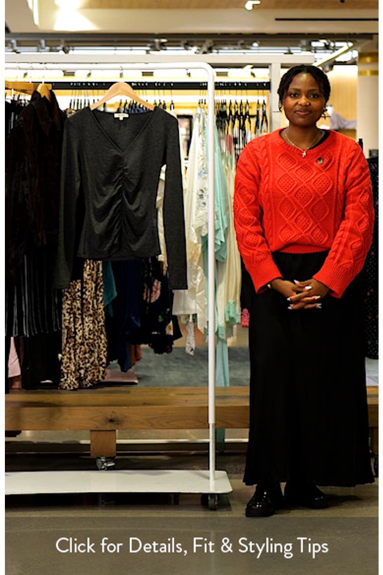 Shirred V-Neck Long Sleeve Top video