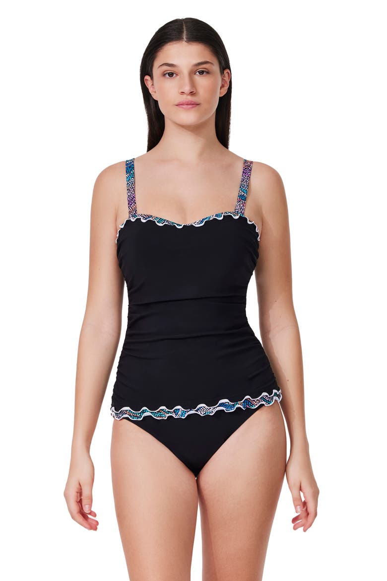 Layla Tricolore D-Cup Tankini Top, Main, color, Black