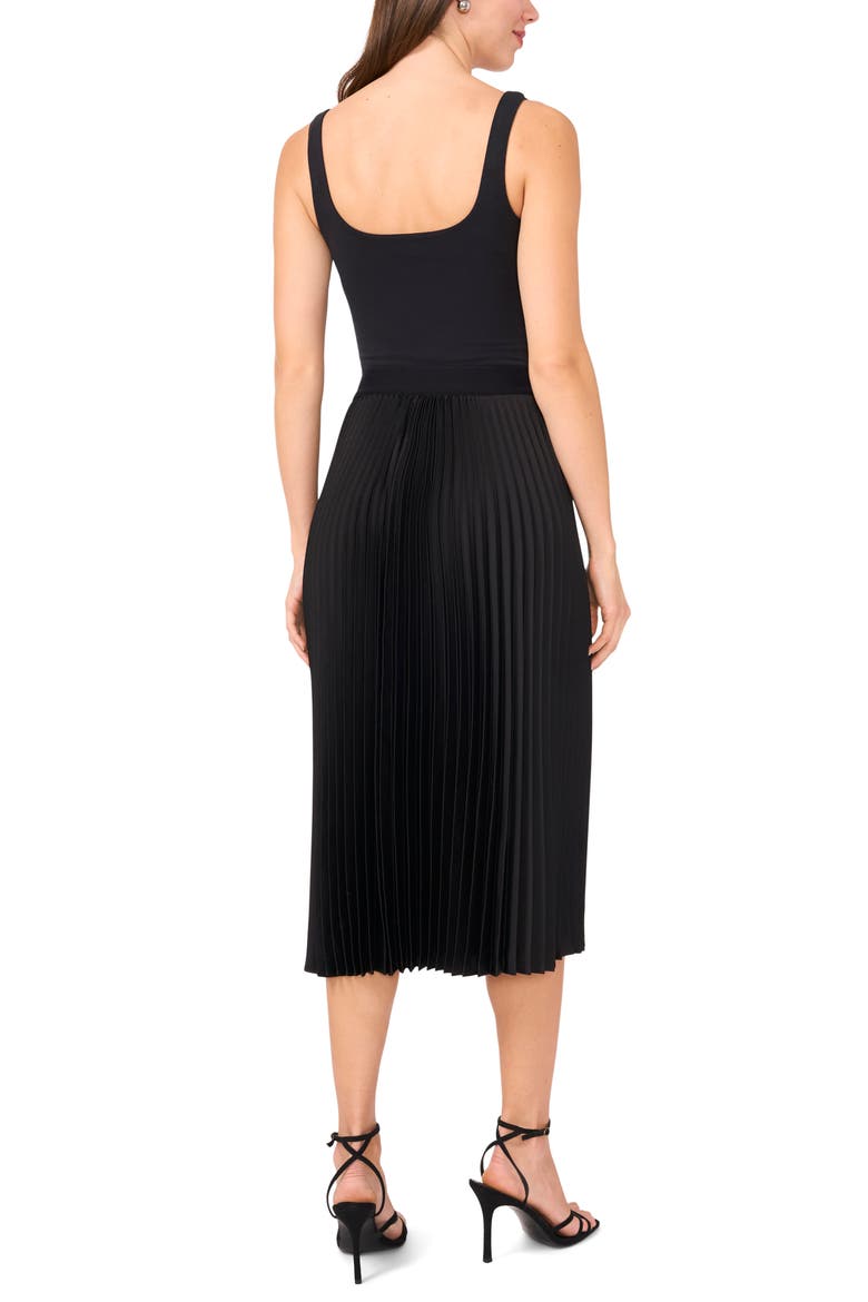 Pleated Slit Hem Midi Skirt, Alternate, color, RICH BLACK 060