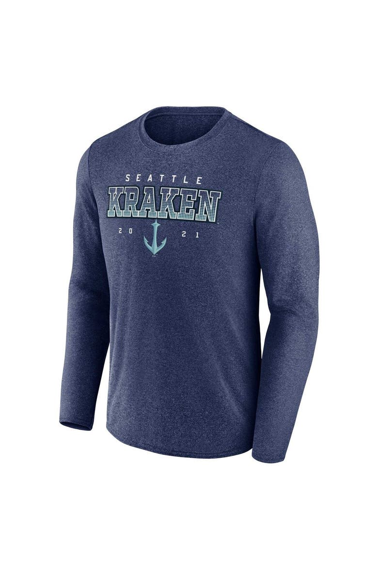 Men's Fanatics Branded Heather Deep Sea Blue Seattle Kraken Long Sleeve T-Shirt, Alternate, color, Heather Navy