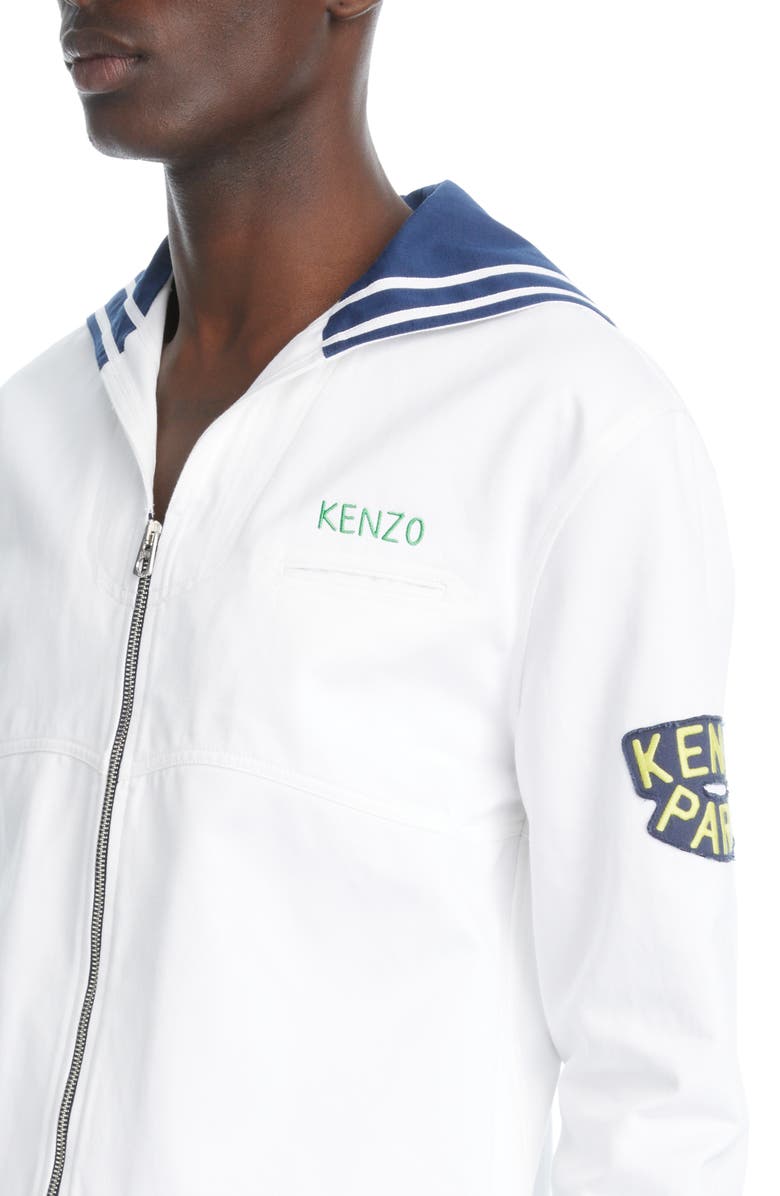 KENZO Sailor Logo Appliqué Cotton Jacket, Alternate, color, 