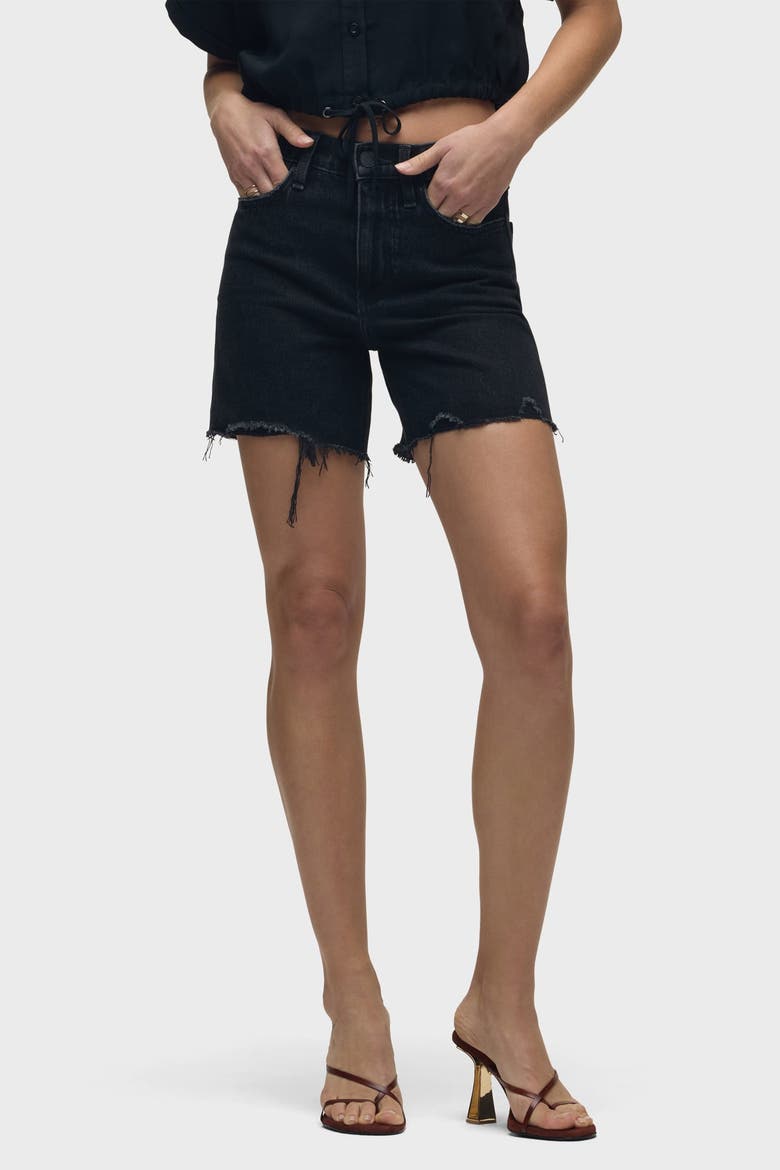 Devon Hi Rise Boyfriend Short, Alternate, color, Destructed Black