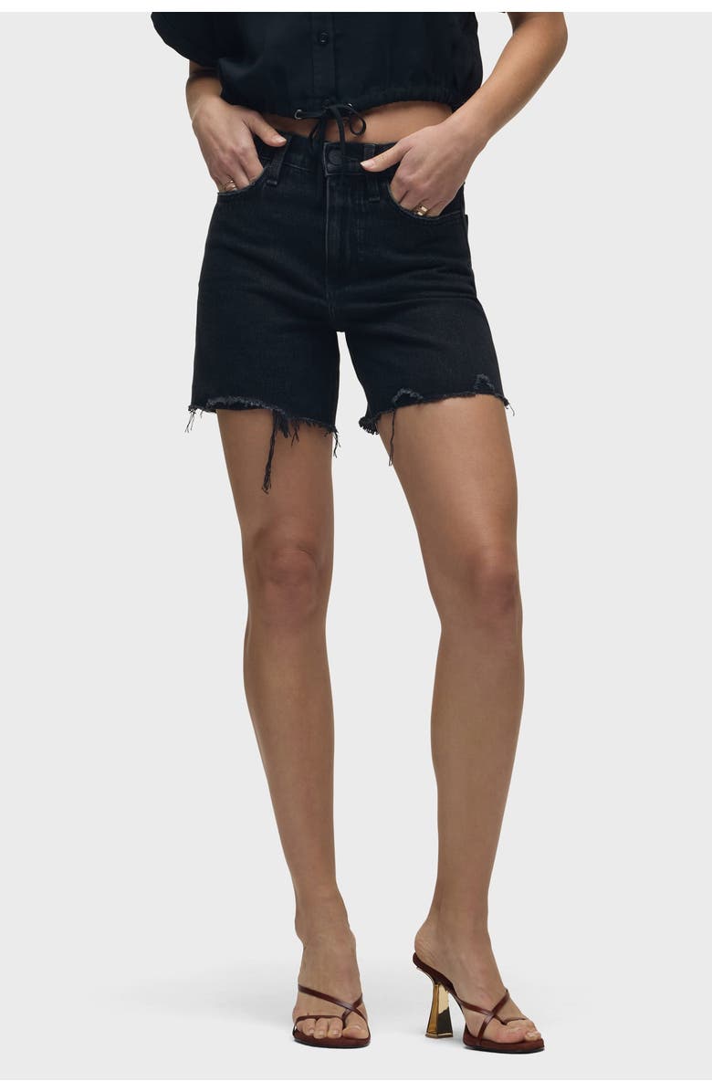 Hudson Jeans Devon Hi Rise Boyfriend Short, Alternate, color, Destructed Black
