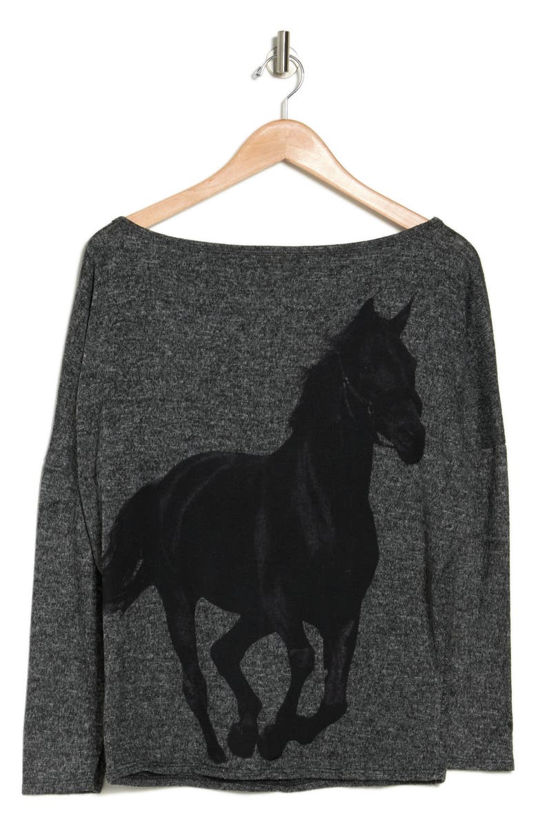 GO COUTURE Dolman Pullover Sweater, Alternate, color, Black Print 1