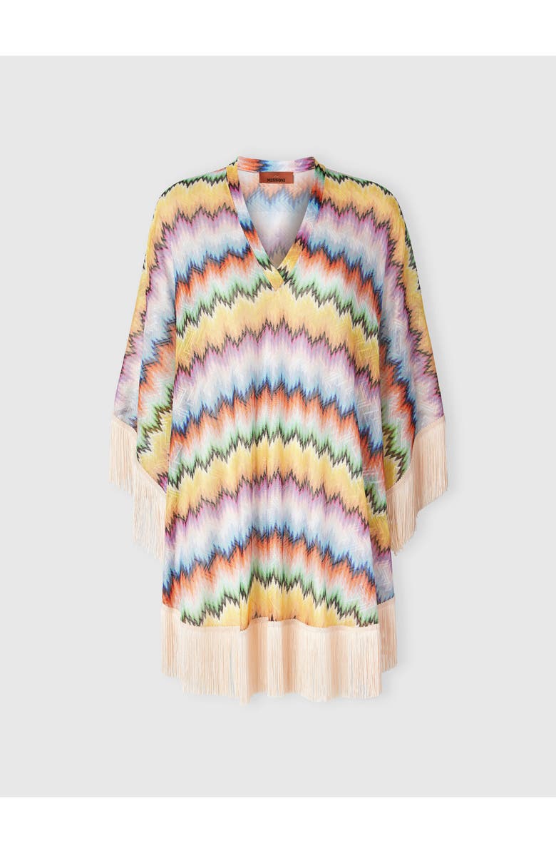 Missoni Short Caftan With Fringes And Gradient Stripe Print, Main, color, Multicoloured