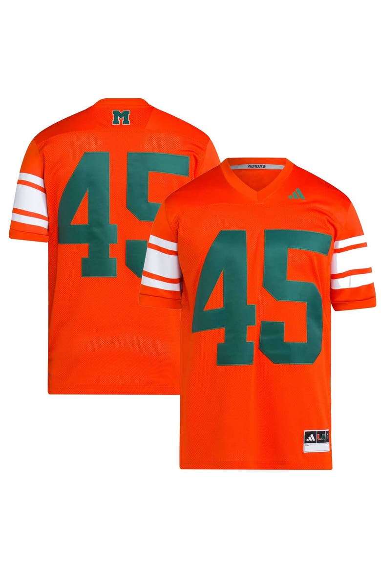 Men's adidas  #45 Orange Miami Hurricanes Football Icon Premier Jersey, Main, color, Orange