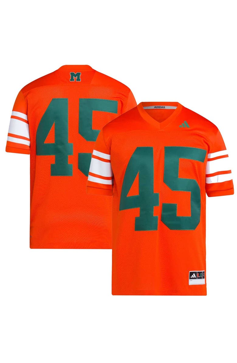 adidas Men's adidas  #45 Orange Miami Hurricanes Football Icon Premier Jersey, Main, color, Orange